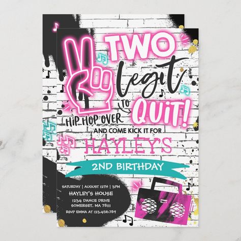 Two Legit To Quit Birthday, Hip Hop Birthday Party, Graffiti Party, Birthday Party Boy, Hip Hop Birthday, Hip Hop Party, Party Boy, 2nd Birthday Party Themes, 2nd Birthday Party