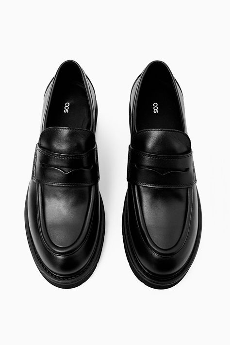 Flats - Shoes - Women - COS US Zara Models, Formal Shoes For Men, Black Loafers, Penny Loafer, Dream Shoes, Stylish Shoes, Formal Shoes, Penny Loafers, Leather Loafers