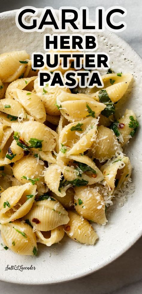 Butter Herb Pasta, Easy Garlic Butter Pasta, Pasta Sides Recipes, Herb Pasta Recipe, Pasta With Herbs, Buttered Noodles Recipe, Herb Pasta, Garlic Butter Noodles, Dairy Free Pasta Recipes