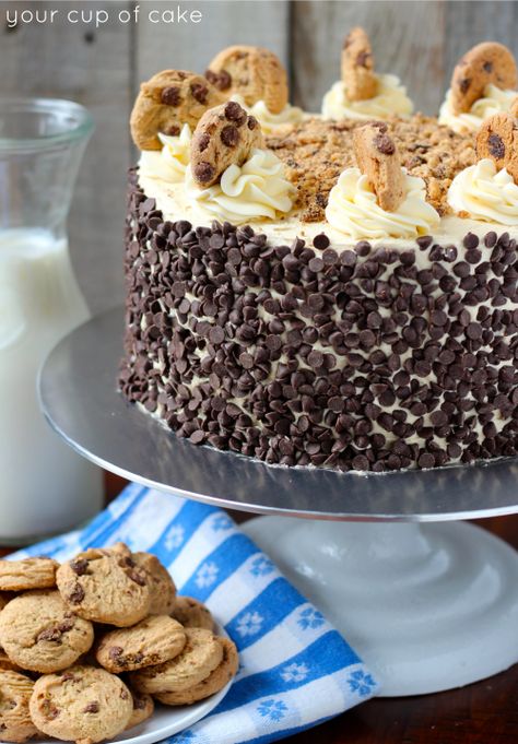 Cookie Dough Cake, this is so easy to make and decorate! Cookie Dough Frosting, Cookie Dough Cake, Chocolate Chip Cake, Oreo Cake, Chocolate Chip Cookie Dough, Mini Chocolate Chips, Chocolate Chip Cookie, Decadent Desserts, Sweets Treats