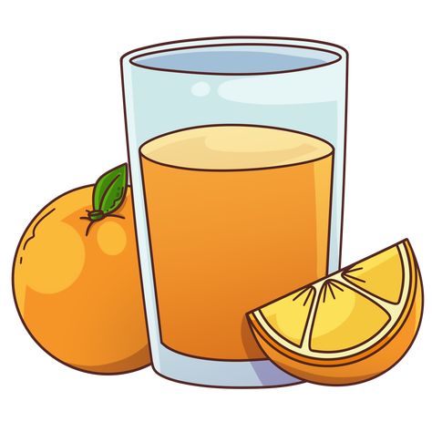 Breakfast Meal Objects Orange Juice Clip Art Cartoon Isolated Orange Juice Illustration, Orange Juice Art, Orange Objects, Juice Clipart, Juice Cartoon, Juice Illustration, German Flashcards, Orange Drinks, Breakfast Meal