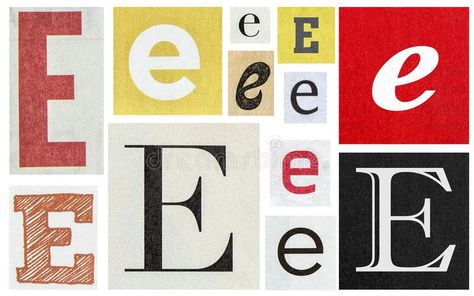 Paper cut letter E newspaper cutouts creative scrapbooking crafting stock image Letter Cutouts Printable, Magazine Letter Cutouts, Magazine Cut Out Letters, Nyc Collage, Business Aesthetics, Letter Cutouts, Letras Cool, Magazine Cutouts, Newspaper Letters