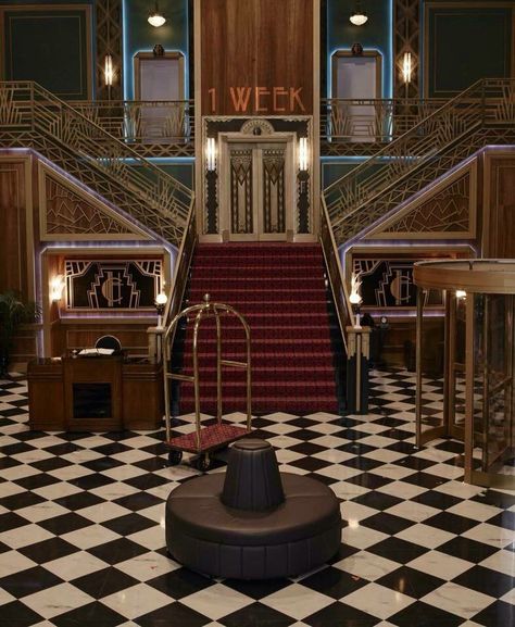 Hotel Cortez, Art Deco Lobby, Dark Deco, American Horror Story Hotel, Ahs Hotel, Hollywood Tower Hotel, Art Deco Hotel, Haunted Hotel, Vintage Hotels