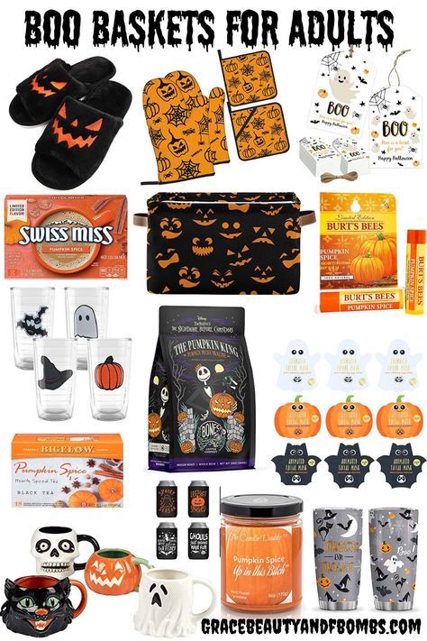 #Boobasket, #spookybasket, #boobasketforadults, #adultboobasket, #adultspookybasket, #teenboobasket, #teenspookybasket, #halloweentreatbasket, #halloweenbasket, #halloweentreats, #halloweenmugs, #halloweencofffeecups, #halloweentumblers, #AmazonHalloween, #halloweengifts, #pumpkinspice, #halloweencoffee, #halloweensheetmasks, #halloweenchapstick, #halloweendrinks, #halloweentags, #halloweensplippers, #hallweenbeercozy, #halloweenfun, #gracebeautyandfbombs.com Halloween Scare Package, Male Boo Basket Ideas, Boo Basket Ideas For Co Worker, Husband Boo Basket Ideas, Boo Basket For Adult Women, Adult Boo Basket For Him, Boo Basket Fillers, Adult Halloween Goodie Bags, Boo Bags Halloween Ideas