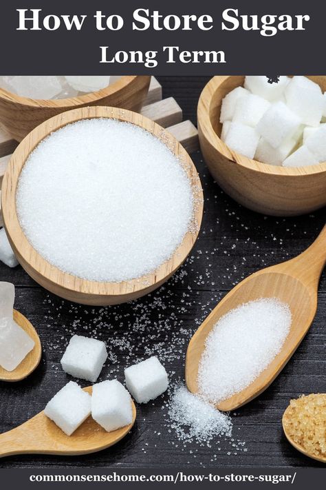 With all the bad press about sugar, why would you want to learn how to store sugar, long term or otherwise? Sugar acts as a preservative, adds variety to recipes, and is a fairly inexpensive calorie source. You can also use it for wound care, as I'll explain in a bit. We'll share how to store sugar long term - granulated, brown, and powdered - with tips for quality and mistakes to avoid. How To Store Salt Long Term, Dry Canning Sugar, How To Store Flour, Sugar Act, Soften Brown Sugar, Sugar Photography, Motion Ideas, Make Brown Sugar, Food Preserving