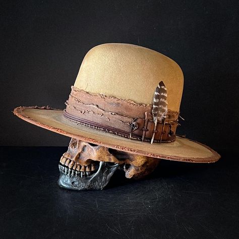 Made another “Traveler of the Plains” and this time for @_kc925 #westernstyle #westernfashion #westernclothing #cowboyhat #westernwear #uglyoutlaw #uglyoutlawhats #westernlife #westernlifestyle Luxury Western Top Hat With Flat Bill, Men’s Custom Cowboy Hats, Handmade Western Brimmed Top Hat, Luxury Handmade Western Top Hat, Luxury Western Wool Cowboy Hat, Custom Cowboy Hats, Western Life, Western Outfits, Western Wear