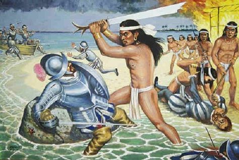 Here are some of the famous events from Philippine history we’ve been picturing incorrectly Battle Of Mactan, Mactan Island, Ferdinand Magellan, Tattoo Son, Lapu Lapu, Filipino Martial Arts, Filipino Tattoos, Spanish Conquistador, Philippine Art