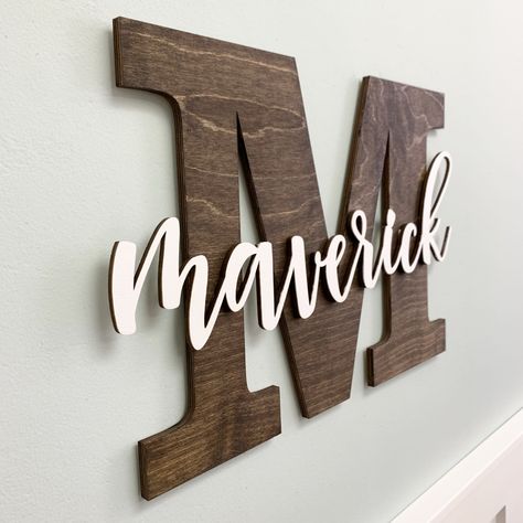 How to Make a Letter Name Sign | CraftCuts.com Diy Baby Name Signs, 3d Letters Diy, Make A Letter, Painted Wood Letters, Wood Initials, How To Make Letters, Letters Diy, Name Wall Decor, Baby Letters