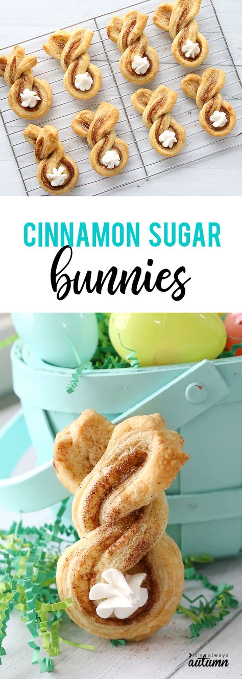 Cinnamon sugar Easter bunny twists are a fun, easy Easter treat to make with your kids. Easy Easter Treats, Marshmallow Peeps, Easter Snacks, Easter Brunch Food, Easter Dinner Recipes, Fruit Kabobs, Easter Desserts Recipes, Easter Baking, Easter Goodies