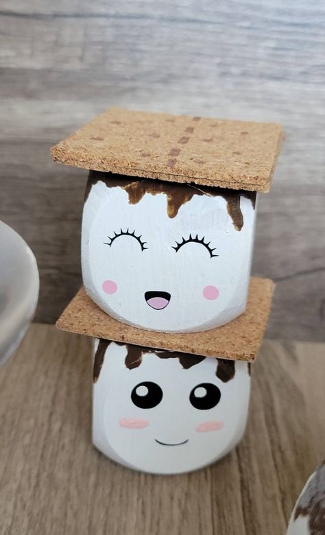 Marshmallows And Smores Décor - K & F Design Fake Smores Diy, Air Dry Clay Marshmallows, Foam Marshmallow Craft, Smores Diy, Smores Craft, Marshmallow Crafts, F Design, Marshmallow Snowman, Fake Bake