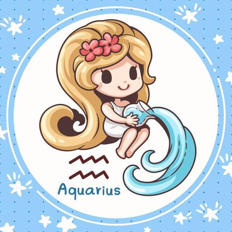 Zodiak Aquarius, Zodiac Cartoon, Chibi Doll, Zodiac Sign Aquarius, Aquarius Art, Horoscope Art, Cheer Up Quotes, Zodiac Aquarius, Bff Drawings