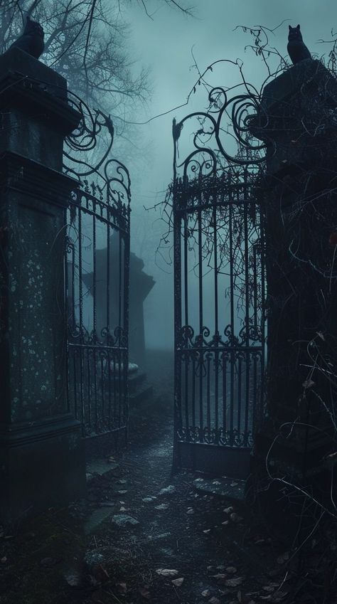 Gothic Gate, Gothic Cemetery, Goth Architecture, Old Cemetery, Gothic Fiction, Dark Castle, Victorian Aesthetic, Old Cemeteries, Gothic Aesthetic