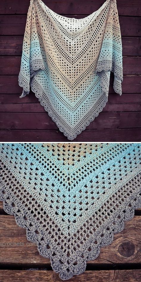 Shawl Crochet Diagram, Lacey Shawls Crochet Pattern, Crochet Shawl Diagram Triangles, Crochet Shawl Diagram Free Pattern, Crocheted Shawls And Wraps Free, Crochet Shawls And Wraps Free Patterns, Triangle En Crochet, Crochet Shawl Tutorial, Crochet Triangle Shawl Pattern