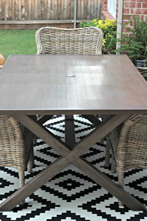 Dimples and Tangles: METAL PATIO TABLE MAKEOVER WITH GEL STAIN Metal Patio Table Makeover, Patio Table Makeover, Patio Table Redo, Metal Patio Table, Real Wood Table, Metal Outdoor Table, Outdoor Furniture Makeover, Metal Picnic Tables, Patio Table Top