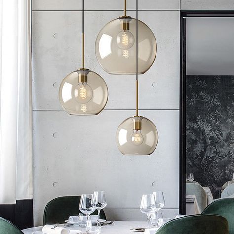 Pendant Lamps Bedroom, Modern Glass Pendant Light, Goldfish Bowl, Loft Stil, زجاج ملون, Pendant Lighting Dining Room, Vintage Cafe, Transitional Modern, Industrial Pendant Lights