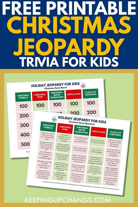 Jeopardy For Kids, Jeopardy Questions And Answers, Holiday Jeopardy, Christmas Jeopardy Game, Preschool Christmas Games, Christmas Jeopardy, Jeopardy Questions, Fun Family Christmas Games, Fun Holiday Games