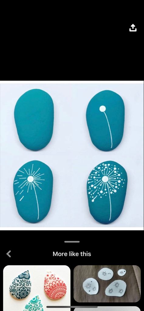 Easy Diy Rock Painting, Painting Small Rocks Ideas, Painted Rocks For Memorial Garden, Dandelion Rock Painting, Rock Painting Trees Ideas, Decorated Rocks Ideas, Pebble Painting Simple, Mini Rock Painting Ideas, Tiny Rock Painting