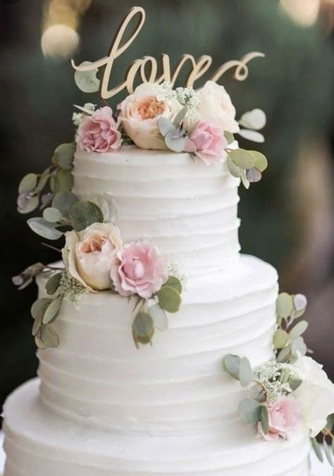 Pretty Wedding Cakes, Wedding Cake Roses, Floral Wedding Cake, Floral Wedding Cakes, Romantic Wedding Cake, White Wedding Cakes, Wedding Cake Rustic, Amazing Wedding Cakes, Rustic Wedding Cake