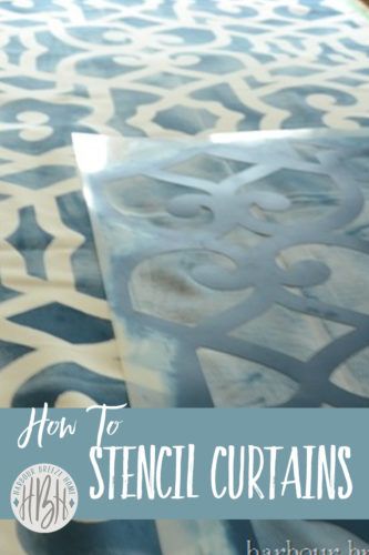 Embossing Projects, Farmhouse Style Tv Stand, Fabric Stencil, Tv Stand Makeover, Teal Room, Beach Curtains, Stenciled Curtains, Designer Curtains, Painted Curtains