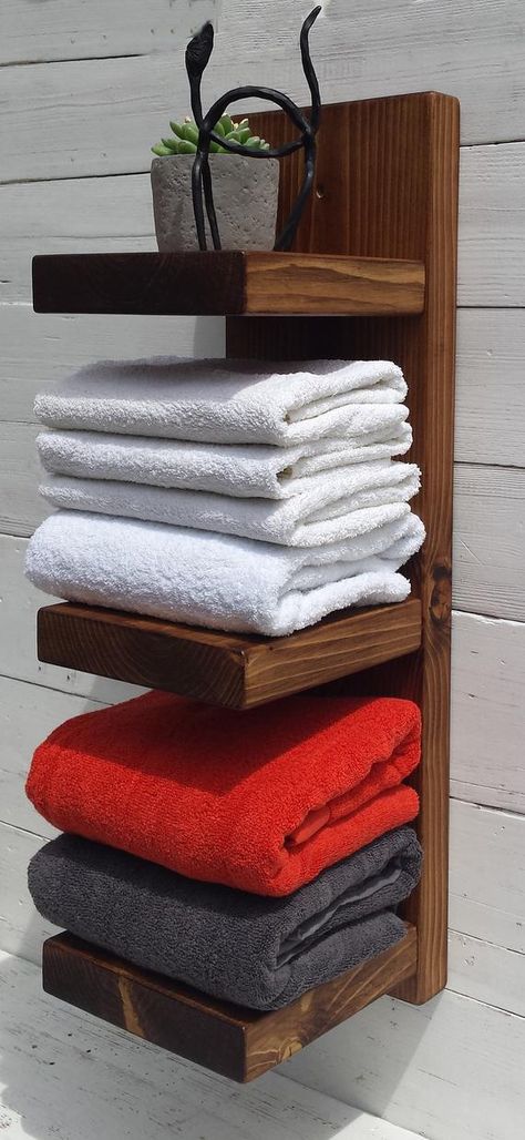 Bath Towel Storage, Towel Shelf, Bathroom Design Decor, Towel Storage, Wood Plans, Rustic Farmhouse Style, Farmhouse Style House, Solid Pine, Furniture Plans