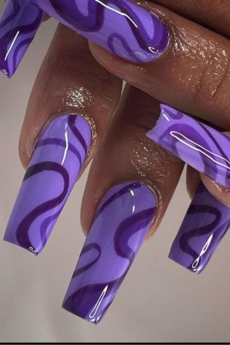 25 Purple Nail Design Ideas You'll Love To Try This Season Villain Era Aesthetic Nails, Awesome Tattoos For Women Unique, Neon Purple Nails Design, Purple And Black Nails Acrylic, Dark Purple Nails Acrylic, Peanuts Nails, 2d Nails, Unique Black Nails, Rave Nails Designs