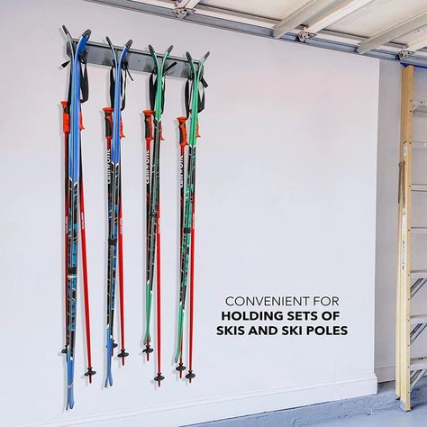 Arlmont & Co. Watchet Steel Wall Mounted Multi-Use Ski/Snowboard Rack & Reviews - Wayfair Canada Ski Holder, Snowboard Racks, Ski Set, Xc Ski, Ski Rack, Clean Garage, Ski Poles, Ski Storage, Garage Walls