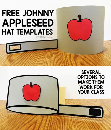 Make this free Johnny Appleseed Hat with your students and talk about the his life and the great things he did for others. Johnny Appleseed Kindergarten, Jonny Appleseed, Johnny Appleseed Craft, Johnny Appleseed Activities, September Preschool, Apple Kindergarten, Apple Lessons, Apple Preschool, Apple Unit