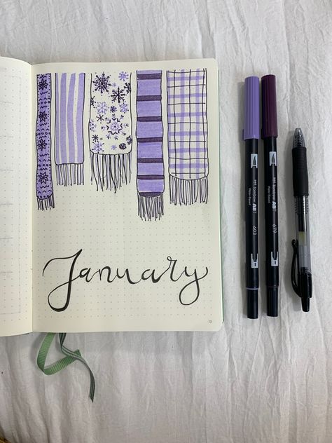 January Bujo, Journal Year, Diy Bullet Journal, December Snow, Holiday Journal, December Bullet Journal, Bullet Journal Month, Diary Design, January Bullet Journal