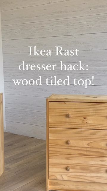 Andy | Furniture Re~Design on Instagram: "Ikea Rast Dresser Hack Series: meet The Senior! To create a single level top after I had joined two Rasts together, I used some pine trim to creat a wood tiled top. This was so satisfying and so much fun to create - line building my own puzzle. This piece also got a modern-style base to raise her up another NINE INCHES, and a cool faux inlay paint effect on the two top drawers. Definitely check this series over on YouTube - you won’t want to miss it!! Tiled Dresser, Ikea Rast Hack Nightstand, Rast Dresser Hack, Rast Dresser, Ikea Rast Dresser, Top Of Dresser, Dresser Hack, Ikea Rast Hack, Pine Trim