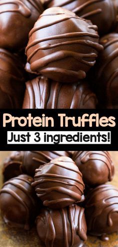 3 Ingredient Chocolate Protein Truffles Protein Truffles, Chocolate Protein Balls, Healthy Snack Recipe, Easy Healthy Snack, Protein Balls Recipes, High Protein Desserts, Healthy Protein Snacks, Protein Bar Recipes, Protein Treats