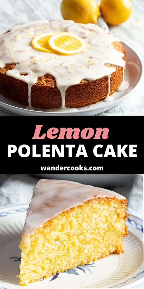 This super easy lemon polenta cake recipe is a real impressive crowd-pleaser! Enriched with lemon zest and drizzled in a delicious lemon icing, it’s the crumbly, fluffy citrus cake you’ll want to bake again and again. Polenta Dessert Recipes, Polenta Cake Recipes, Polenta Cakes Savory, Lemon Polenta, Lemon Polenta Cake, Lemon Ricotta Cake, Polenta Cake, Citrus Cake, Polenta Cakes