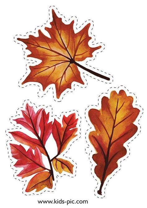 Free Printable Fall Leaves Templates | Kids-Pic.com Thanksgiving Paper Crafts, Leaves Template Free Printable, Leaf Printables, Fall Leaf Template, Printable Leaves, Gubahan Bunga, Leaf Template, Scrapbook Stickers Printable, Autumn Stickers