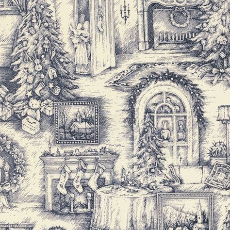 Christmas toile fabric Toile Christmas, Christmas Toile, Xmas Images, Toilette Design, Printable Downloads, French Toile, Christmas Blue, Blue Toile, Wooden Door Design