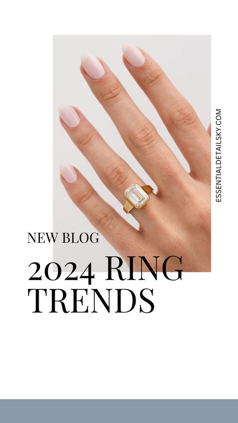 Click link to read more! 2024 engagement ring trends include "toi et moi" rings, chunky gold bands, colorful gemstones, and more. 2024 Ring Trends, Ring Trends 2024, Wedding Ring Trends 2024, 2024 Wedding Ring Trends, Trendy Engagement Rings 2024, Engagement Ring Trends 2023, Wedding Rings 2024, Engagement Ring Trends 2024, Popular Engagement Rings 2024