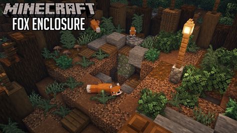 Minecraft Fox House Ideas, Minecraft Arctic Fox Enclosure, Minecraft Fox Enclosure Ideas, Ocelot Enclosure Minecraft, Wolf Enclosure Minecraft, Minecraft Fox Sanctuary, Panda Enclosure Minecraft Ideas, Fox Den Minecraft, Llama Enclosure Minecraft