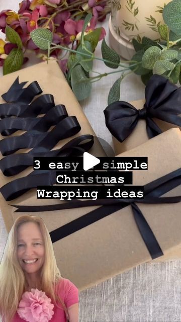 Thousands of Tips on Instagram: "make creative gift packages this christmas using black satin ribbons and kraft paper, see some variations neate video

“Elevate your gift-wrapping game this Christmas with DIY creative gift packages using black satin ribbons and kraft paper. Start by wrapping your gifts in kraft paper, then add a touch of elegance with black satin ribbons. Tie the ribbons in bows, knots, or loops, and experiment with different patterns and designs. You can also add other decorative elements like tags, stickers, or dried flowers to personalize your packages. Get creative and have fun with it!” 

Credits:@homewiththedenhams

#DIYGiftWrapping #ChristmasGiftWrapping #BlackSatinRibbon #KraftPaper #CreativeGiftWrapping #DIYChristmasGifts #HolidayGiftWrapping #DIYDecorations #Gift Elegant Christmas Gift Wrapping Ideas, Black And White Gift Wrapping Ideas, Ribbons On Presents, Purple Gift Wrapping Ideas, Ribbon On Boxes Wrapping Ideas, Tissue Paper Wrapping Ideas, Ribbon Gift Wrapping Ideas, Wrapping With Ribbon, Ribbon On Presents