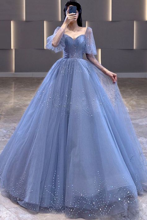 ً (@archivedlooks) / Twitter A Line Formal Dress, डिजाइनर कपड़े, Long Ball Gown, Blue Ball Gown, Prom Dress Pictures, Anak Haiwan, Ball Gown Dress, Blue Tulle, Ball Gown Dresses