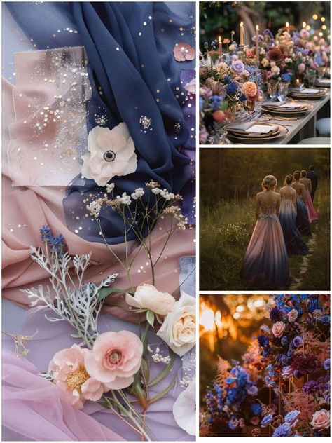 Mystical Twilight Wedding Theme Ideas for a Unique Wedding Percy Jackson Themed Wedding, Midnight Theme Wedding, Moonlight Wedding Theme, Celestial Wedding Theme Ideas, Whimsical Wedding Theme Romantic, Northern Lights Wedding Theme, Howls Moving Castle Wedding Theme, Acotar Wedding Theme, Velaris Wedding