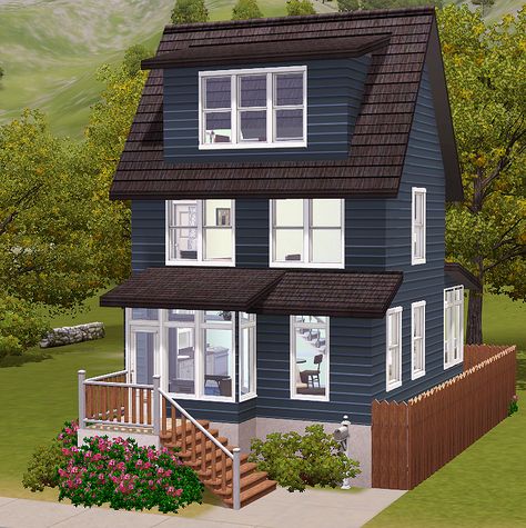 TS3 CC - Cozy cottage perfect for University lots! Sims 3 University House, Sims 3 Story Ideas, Sims 4 3 Story House, Sims 3 Tiny House, Sims 4 Small 2 Story House, Small 3 Story House, Sims4 Small House, Sims 3 Small House, Small Sims House