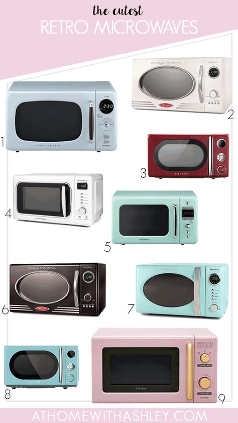 When I was shopping for microwaves, I really wanted a 50s nostalgia look. But I was afraid the price would be out of reach. Well guess what! I found the cutest retro microwaves for your kitchen that are actually affordable. I found white, black, blue and even pink! Come check them out and see which one I got. #retromicrowaves Cute Microwave Aesthetic, Microwave Aesthetic, Manchester Flat, 50s Nostalgia, Blue Microwave, Vintage Microwave, Mini Microwave, Pink Microwave, Cute Microwave