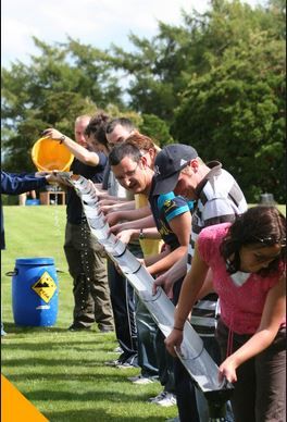 Do this with a ball, which is then placed in panty hose for the water bottle game. Paper plates for tunnel. Outdoor Team Building Games, Teamwork Games, Survivor Games, Reunion Games, Team Building Games, Youth Games, Youth Camp, Team Activities, Youth Group Games