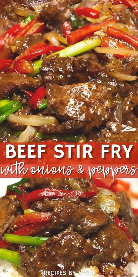 Indulge yourself with the best beef stir-fry that you can cook in less than 30 minutes! Featuring succulent beef that is perfectly complemented by caramelized onions and peppers, and coated in a savory sauce, this meal is perfect for lunch and dinner. With our tips, you'll be able to prepare this easy dinner recipe while ensuring that the beef remains tender! This mouthwatering recipe is sure to become a favorite so why order takeout when you can make this delicious homemade stir-fry in no time? Best Pepper Steak Recipe, Best Beef Stir Fry, Beef Stir Fry Sauce, Easy Beef Stir Fry, Stir Fry Meat, Stir Fry Sauce Recipe, Homemade Stir Fry, Steak Stir Fry, Pepper Steak Recipe