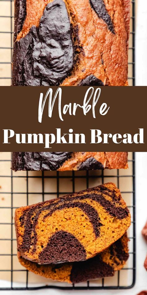 Chocolate Marble Pumpkin Bread - I Heart Eating Pumpkin Chocolate Marble Bread, Marbled Pumpkin Bread, Savory Pumpkin Bread Recipe, Pumpkin Baked Recipes, Chocolate Pumpkin Banana Bread, Chocolate Pumpkin Bread Recipe, Chocolate Coffee Bread, Best Ever Pumpkin Bread, Pumpkin Bread With Walnuts Recipe