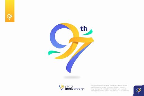 Vector number 97 logo icon design 97th b... | Premium Vector #Freepik #vector #year #number-logo #year-anniversary #anniversary-logo Number Logo Typography, Anniversary Logo Design, Anniversary Logos, Logomark Design, 50 Logo, Numbers Typography, Birthday Logo, City Branding, Number Logo