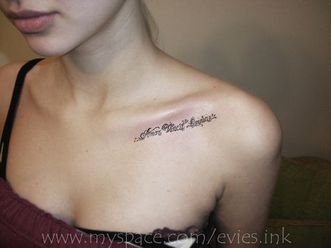 where i might get my next tattoo...aubree's bday in roman numerals Collar Bone Tattoo Quotes, Girl Shoulder Tattoos, Kid Name Tattoo, Bone Tattoo, Mommy Tattoos, Bone Tattoos, Writing Tattoos, Gaming Tattoo, Shoulder Tattoos For Women