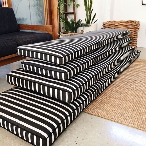 3 Striped, Custom Cushion, Handmade, Gift, Sunbrella, Décor, Unique, Made in Amish Country, Kitchen Bench, Entryway Cushion, Window Seat - Etsy Christmas Window Seat, Window Seat Cushion, Window Cushion, Bench Entryway, Custom Cushion Covers, Custom Bench, Kitchen Bench, Bench Seat Cushion, Built In Seating