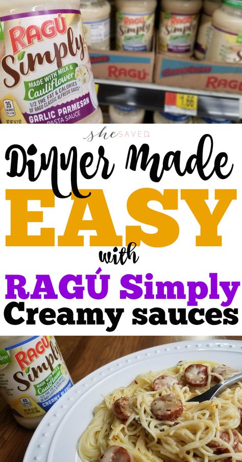 Ragu Alfredo Sauce Recipes, Ragu Alfredo Sauce, Parmesan Sauce Recipe, Sausage Meals, Classic Alfredo Sauce, Creamy Sauces, Busy Mom Recipes, Cauliflower Sauce, Garlic Parmesan Sauce