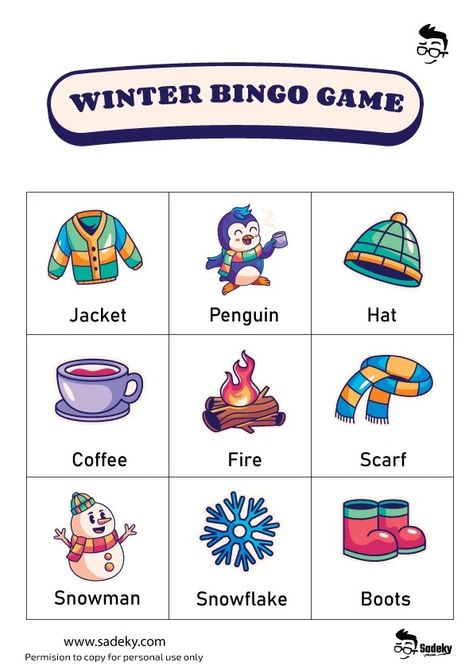 Awesome Winter Bingo Cards Printable Free For Kids | Sadeky Kids Bingo Printable Free, Winter Bingo Printable Free For Kids, Bingo Printable Free, Bingo Pictures, Winter Bingo, Bingo For Kids, Word Bingo, Bingo Chips, Winter Words