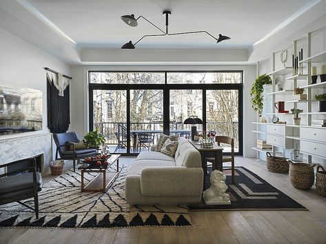 Living Room Workspace, Living Room New York, A Room With A View, Narrow Living Room, Room With A View, Desk In Living Room, Living Room Decor Inspiration, Northwest Arkansas, Living Room Loft