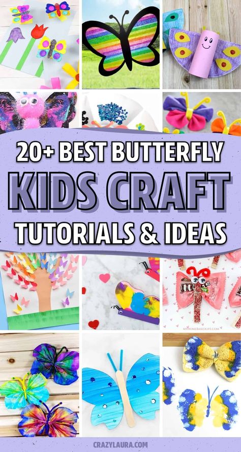 Want to find a fun and easy craft project for your kids?! Whether you’re looking for an activity for your preschooler, toddler, or older kids… these super fun butterfly crafts will have them creating and entertained in no time! Butterfly Art Projects For Preschoolers, Butterfly Crafts For Preschoolers, Butterflies Crafts Preschool, Make A Butterfly Craft, Toddler Butterfly Craft, Butterfly Projects For Preschool, Easy Crafts For Kindergarteners, Paper Butterfly Crafts For Kids, Butterfly Crafts For Kids Preschool